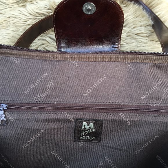 Mouflon brown vegan leather satchel briefcase - Picture 5 of 10